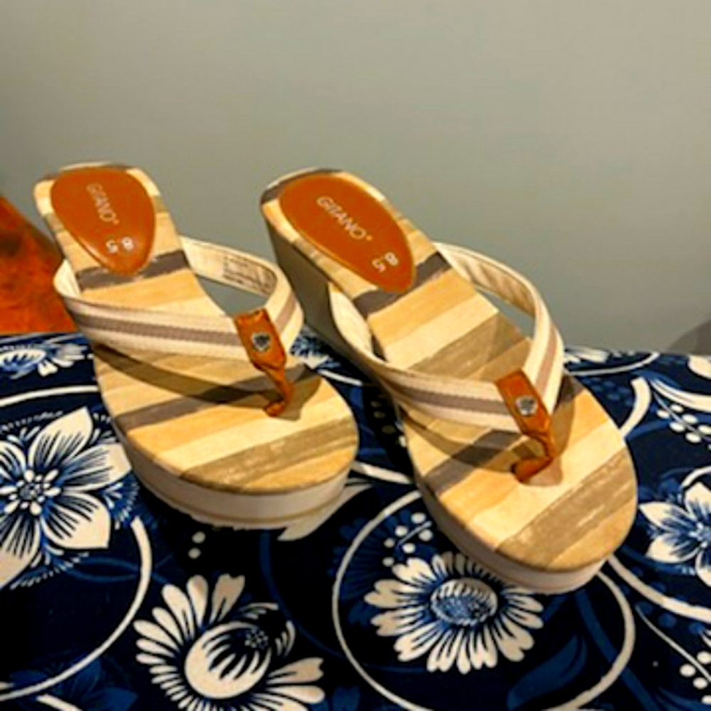 Gitano Striped Wedge Sandals